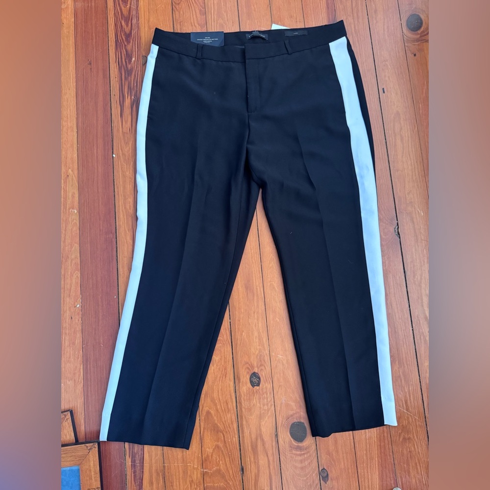 NWT banana republic women’s 14 dress pants black tuxedo white stripe